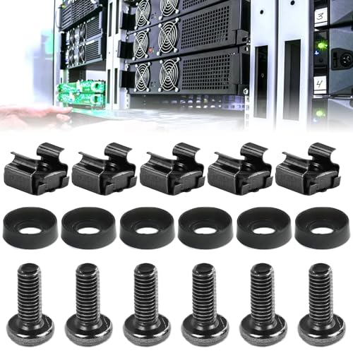 XAVSWRDE 50 Stücke M6 x 16 Käfigmuttern Schrauben für Netzwerkschränke 19 Zoll 10 Zoll Montagesatz Stahl Patchpanel Racks Servergehäuse von XAVSWRDE