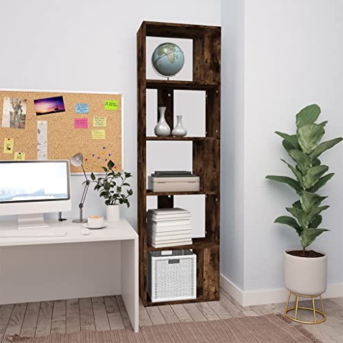 XCHKOD Mobiles Regal aus Holz für Bücher Modernes Bücherregal Möbel Bücherregal Vertikaler Bücherschrank Schrank für Schlafzimmer Wohnzimmer Bietet Viel Platz Rauch-Eiche 45 x 24 x 160 cm von XCHKOD