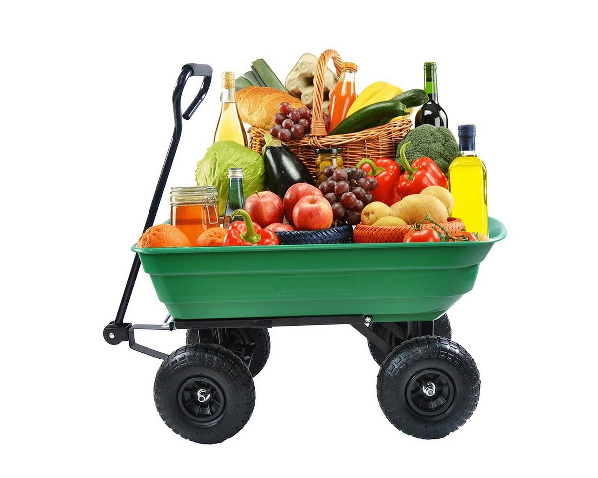 XDeer Bollerwagen Bollerwagen Poly Garten Gartenwagen Muldenkipper, mit Stahlrahmen 10 Zoll Luftreifen 300 Pfund 75 Liter von XDeer