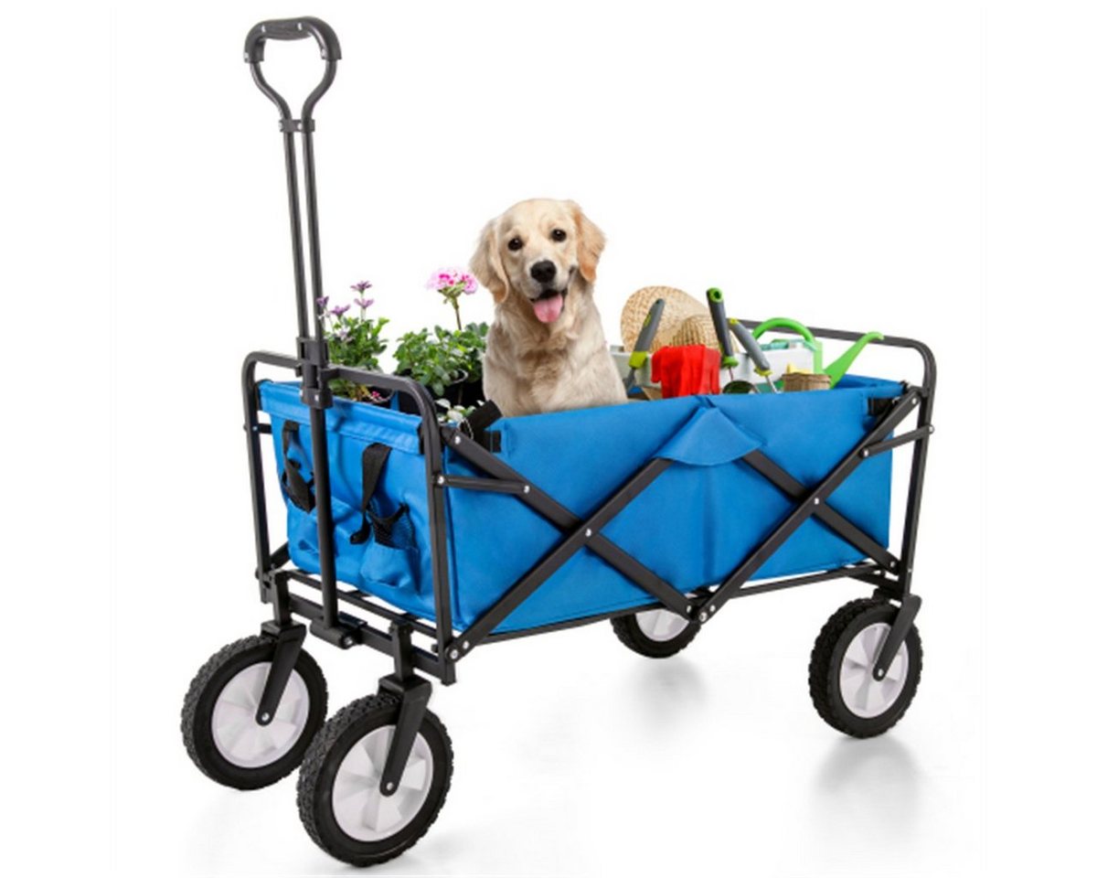 XDeer Bollerwagen klappbarer Handwagen,Gartenwagen,Transportwagen,Strandwagen, Getränkehalter aus Mesh,verstellbare Griffe, Stofftasche von XDeer