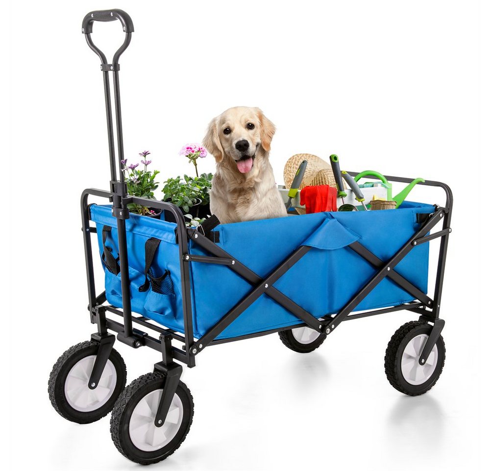 XDeer Handwagen Faltbare Wagon Outdoor All Terrain Verstellbarer Griff Garten Trolley, Verstellbarer Griff 360°schwenkbares Vorderrad von XDeer