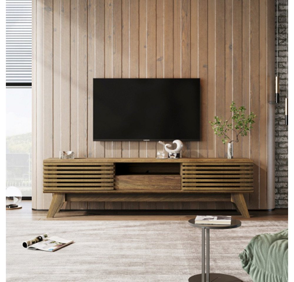 XDeer TV-Schrank TV-Schrank mit zwei Schiebetüren, TV-Möbel, TV-Board, TV-Lowboard, TV-Schrank. einzigartiges Design, Retro-Holzfarbe. von XDeer