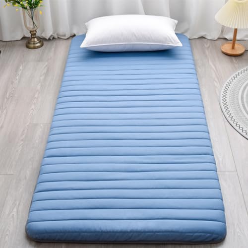 XDone Bodenmatratze, Einzelbett, verdickt, 5 cm, weiche Futon-Matratze, japanische Tatami-Matte, tragbare aufrollbare Matratze, faltbare Schlafunterlage für Zuhause, Camping, Couch (Blau, 80 x 190 cm) von XDone