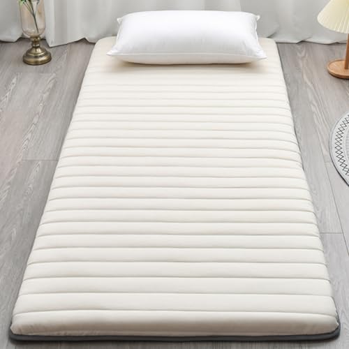 XDone Bodenmatratze, Einzelbett, verdickt, 5 cm, weiche Futon-Matratze, japanische Tatami-Matte, tragbare aufrollbare Matratze, faltbare Schlafunterlage für Zuhause, Camping, Couch (cremefarben, 80 x von XDone