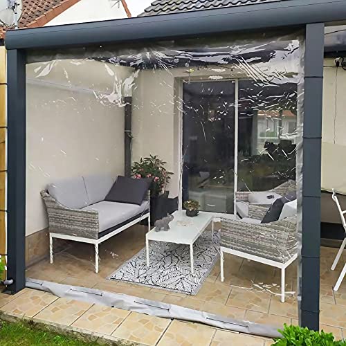 XFLOFE Vorhang Wasserdicht Outdoor Abdeckplane, Mit Ösen PVC Schwerlast Wasserdicht Plane Seitenwand, Wetterresistent Partition Vorhang Für Pergola (Color : Gray, Size : 2.5x3.3m/8.2x10.8ft) von XFLOFE