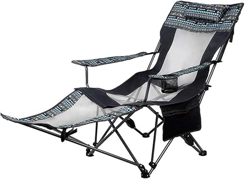 Campingstuhl, Klappstuhl, Gartenschaukelstuhl, Strandliege mit Kissen, ultraleichter tragbarer Stuhl für Camping und Angeln, Angelstuhl (Farbe: Grau) von XGFXGF
