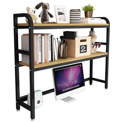 Verstellbares Schreibtisch-Bücherregal mit 2 Ebenen – Schreibtisch-Bücherregal für Computertisch – Computer-Schreibtisch-Bücherregal aus Holz und Metall, Mehrzweck-Bücherregal auf von XGFXGF