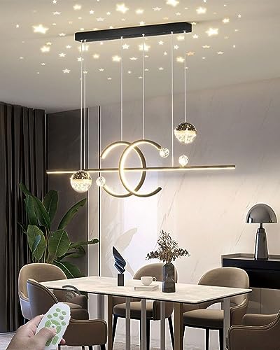 LED Pendelleuchte Esstisch Hängelampe Esszimmerlampe Dimmbar Esszimmer hängend Lampe 45W Modern Design Decke Deko Esstischlampe Hängeleuchte mit Fernbedienung für Wohnzimmer Küchenlampe (Schwarz 01) von XIANHE