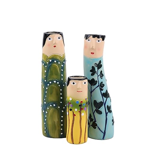 XIAOMAGG Set mit 3 lustigen Gesichtern, Boho-Vasen, handgefertigte Harz-Vasen mit niedlichen Gesichtern, Wohnzimmer-Schreibtisch-Büro-Dekoration (Stil B) von XIAOMAGG
