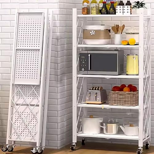 XIAOZHUANGXIONG Küchenregal Organizer Hergestellt Aus Kohlenstoffstahl Küchenregal Bäckerregal Standregal Zusammenklappbar Teleskopregal Küche Industrie-Design(Color:White) von XIAOZHUANGXIONG