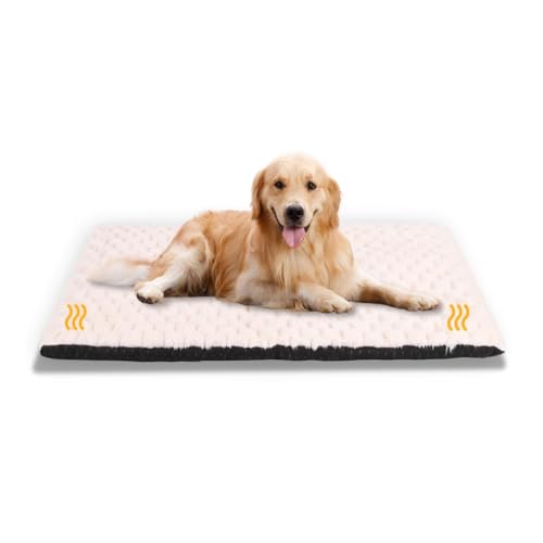 XIAPIA Selbstheizende Decke Hunde Katzen, Flauschig Selbstwärmende Katzendecke ohne Kabel, Wärmedecke Heizdecke ohne Strom, Washbar Thermodecke Katzenkissen Katzenbett Indoor 90 * 60 cm Weiß von XIAPIA