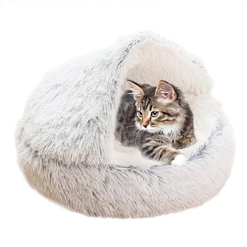 XIEMINLE Beruhigendes Katzenbett, Haustierkissen, Sofa, Anti-Angst, Katzensofa, waschbares Katzennest, Donut-Kuschelnest, Katzenkissen, Katzenbett Haus für Kätzchen und Welpen, 60 cm, Grau von XIEMINLE