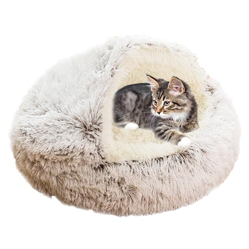 XIEMINLE Beruhigendes Katzenbett, Haustierkissen, Sofa, Anti-Angst, Katzensofa, waschbares Katzennest, Donut-Kuschelnest, Katzenkissen, Katzenbett Haus für Kätzchen und Welpen, Hunde, 65 cm, Kaffee von XIEMINLE