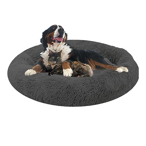 XIEMINLE Orthopädisches Hundebett, Round Plüsch Hundebett, Haustierbett für Große Mittelgroße Hunde, Hundesofa Katzenbett Donut, Waschbar Hundekorb Antistress Kuschelig Hundekissen(Ø80cm) von XIEMINLE