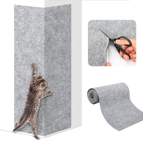 Selbstklebend Kratzteppich Katze Wand, 200cmx40cm Zuschneidbare Kratzmatte Katze, Kratzteppich Katzen, Kratzbrett Katzen, Katzen Kratzwand, Katzenkratzbretter für Schützt Teppiche Sofa Möbel von XIHUANNI