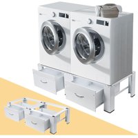 Stabiler Doppel Untergestell für Waschmaschinen Trockner, Aus Edelstahl, mit Schubladen, Doppeluntergestell Doppelpodest Waschmaschinensockel, max. von XIIW