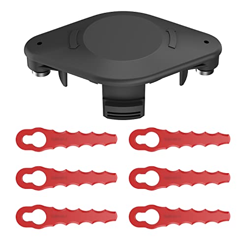 XIJIANG TLBR-01-1 Doppelt Gezackter Klingenkopf + 6 Klingen kompatibel mit Black & Decker Rasentrimmer, Fadenspulen RAC155 A6481 A6485 AF-100 Ersatz von XIJIANG