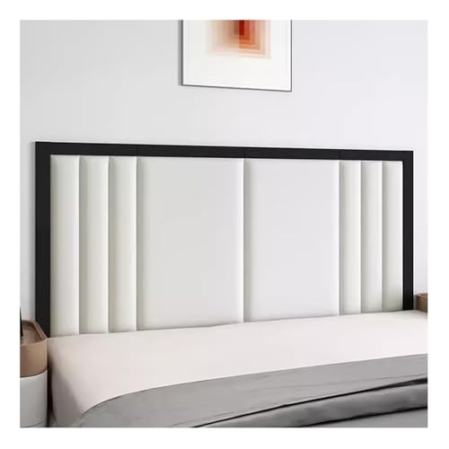 XILYZMO Bett Kopfteil Wandpolster, Leder Gepolsterte Kopfteile, Wandmontage Bett Spritzschutz, 3D Antikollisions- Wandmatte Doppelseitige Aufkleber Für Schlafsaal Queen(Farbe:Weiß,Größe:120X80CM) von XILYZMO