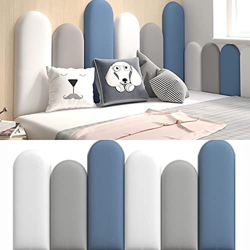 XILYZMO Bett Kopfteil Wandpolster, PU Wasserdicht Weich Wandaufkleber, Selbstklebend Wandtafeln, Wiederverwendbar Kinderzimmer Bett-Kopfteile Für Wanddekoration (Farbe : Silver, Größe : 55x120cm) von XILYZMO