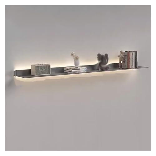 XILYZMO Metall An Der Wand Montiert Lichtemittierend Regale, Broschüre Lagerung Organizer-Display, Einfach Erweitern Wandfläche Schwebend Bücherregal Für Eingang Bar(Farbe:Silver,Größe:20x90cm) von XILYZMO