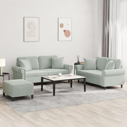 XINCXIN 3-TLG. Sofagarnitur, Platzsparende schlafcouch, Gästesofa Sofa Set, Günstig gästesofa Sofas, Wohnzimmer Sofa bodensofa, Geeignet für Bedrooms 0ffice Study Apartments mit Kissen Hellgrau Samt XINCXIN 3-TLG. Sofagarnitur, Platzsparende schlafcouch, Gästesofa Sofa Set, Günstig gästesofa Sofas, Wohnzimmer Sofa bodensofa, Geeignet für Bedrooms 0ffice Study Apartments mit Kissen Hellgrau Samt von XINCXIN