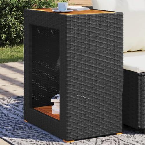 XINCXIN Garten-Beistelltisch, balkontisch wetterfest gartenmöbel Dining Table Tisch Balkon gartentisch terrassentisch Geeignet für Lounge Outdoor Indoor Terrace mit Holzplatte Schwarz Poly Rattan XINCXIN Garten-Beistelltisch, balkontisch wetterfest gartenmöbel Dining Table Tisch Balkon gartentisch terrassentisch Geeignet für Lounge Outdoor Indoor Terrace mit Holzplatte Schwarz Poly Rattan von XINCXIN