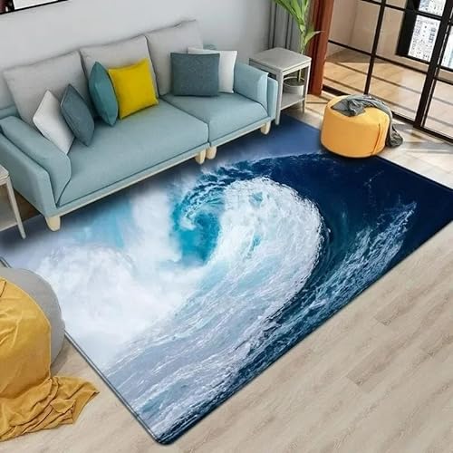 XINRUYI 3D Blauer Himmel Strand Teppich Wohnzimmer Schlafzimmer Bad Küche Flur rutschfeste Dekorative Bodenmatte von XINRUYI