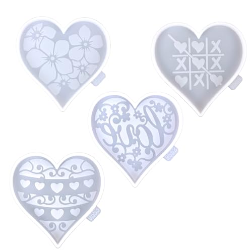 XINgjyxzk Silikonform mit Liebesherz, handgemaltes Muster, neuartige Silikonform, Kristall-Tischset-Form für Arbeiten von XINgjyxzk
