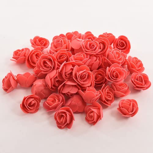 Künstliche Mini-Rosen, 100 Stück, 3,5 cm, roter Schaumstoff-Rosenkopf, für Bastelarbeiten, Zubehör, Zuhause, Party, Heimdekoration und Babyparty (rot) von XIZHI