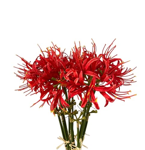 XIZHI 5 Stiele Künstliche Spinnenlilie Blumen 23,6 Zoll Lycoris Blumenzwiebeln Spinnenlilien Künstliche Blumen mit langem Stiel Real Touch für Fotografie Hotel Garten Dekoration (Rot) von XIZHI