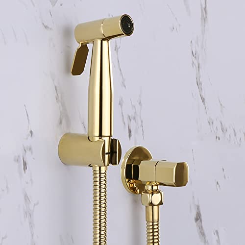 WC-Bidet Handbrause Set Gold Multifunktions Wasserhahn Wandmontage Mit Spritzpistole Kaltwasserhahn Bidet Handbrause Toilette Für Haustierbad/Körperpflege/WC,Einzelauslass von XJTNLB