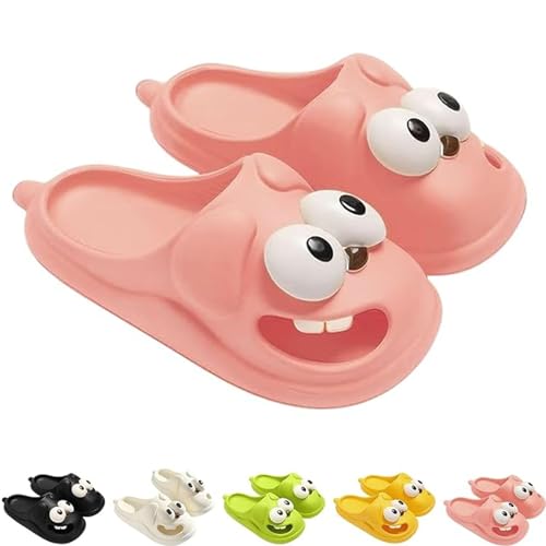 XKrmp Big Eye Dog Slipper, Tongue Kiss Slippers, Funny Slides, Cute Funny 3D Big Eye Dog Fun Cartoon Package Head Eva Slippers (Pink,8-9) von XKrmp