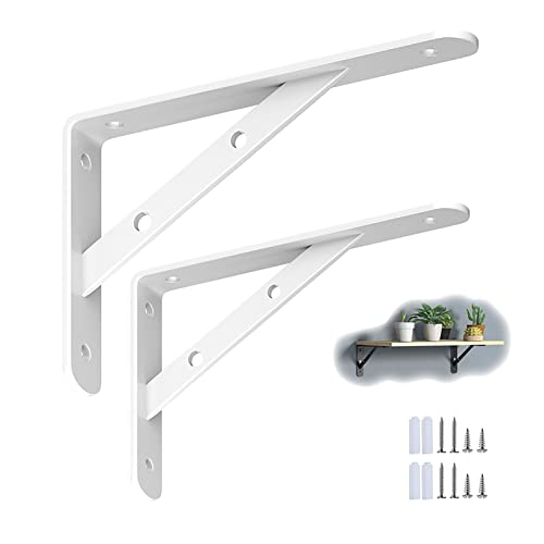 2 Stück Regalhalter,Regalkonsole für Wandmontage,Schwerlast-Konsole Regalträger,Metall Regalträger mit Schrauben,90 Grad Winkel Klammer,für Küchen Garage Wanddekoration (400mm/16in,White) von XLHWJCP