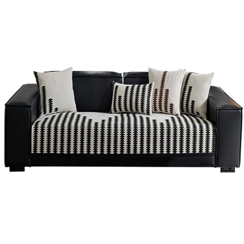 XLHYYDS Chenille-Sofakissen, universell for alle Jahreszeiten, rutschfeste Couch-Kissenbezüge, Sofabezüge, einfache Sofakissenbezüge (Color : Black, Size : 36x102in) von XLHYYDS