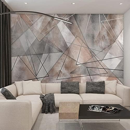 XLMING Abstrakt Geometrisch Grau Linie Vintage Küche Esszimmer Arbeitszimmer Wohnzimmer TV Hintergrund Wand 3D Tapete-250cm×170cm von XLMING