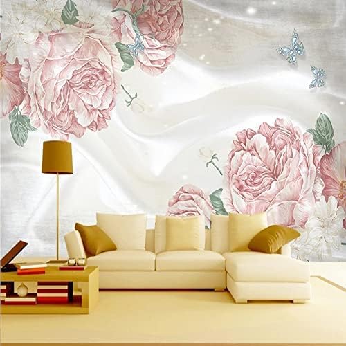 XLMING Zartrosa Blumen Küche Esszimmer Arbeitszimmer Wohnzimmer TV Hintergrund Wand 3D Tapete-430cm×300cm von XLMING