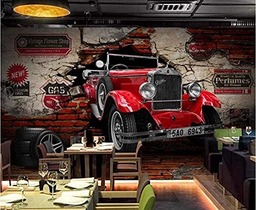 ZZXIAO Vlies Tapeten Poster 3D Stereo Oldtimer Oldtimer Oldtimer Defektes Auto Essen Motel Restaurant Dekoratives Wan fototapete 3d effekt tapete Wohnzimmer Schlafzimmer Hintergrundbild-430cm×300cm von XLMING