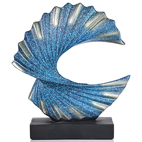 Moderne Abstrakte Kunst Harz Statue,Home Dekoration Wave Skulptur,Blue Deko Statue,Moderne Kunst Decko,Dekoration Ornamente für Wohnzimmer,Esszimmer,Büro,Bedroom,Flur Deko,Home Decoration Living Room von XMGZQ