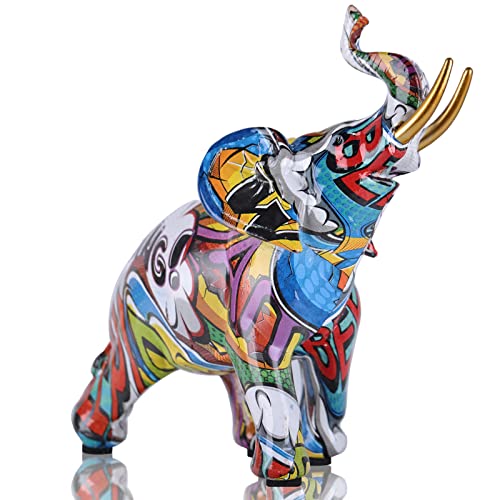 XMGZQ Bunte Elefanten Figuren,kreative Graffiti-Elefanten,Elefanten Figur,Elefanten Figuren deko,Bunte Elefantenstatuen,kreative Graffiti-Elefanten,Elefant Statue,Elefanten-Dekoration,Elefanten Deko von XMGZQ