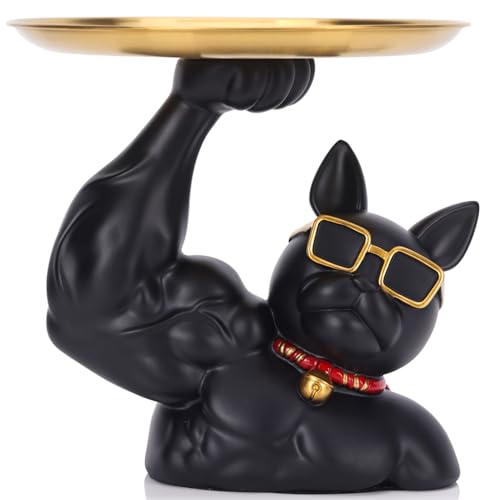 Französische Bulldogge deko,Dog Statue with Tray,Schlüsselschale,Französische Bulldogge Figur,Schale für schlüssel,Dekoartikel Wohnzimmer modern,Schlüssel aufbewahrung,Home Decor,Schlüsselablage Flur von XMGZQ