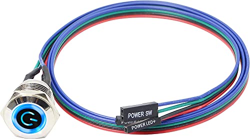 XMSJSIY Gehäuseschalter-Host-Metalltaste Computer-Host-Switch-Kabel PC-Gehäuse LED-Netzschalter ATX-Versorgung Ein/Aus-Schalter 60cm - 1 Stück (12mm) von XMSJSIY