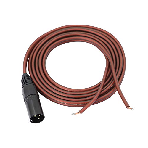 XLR-Lautsprecherkabel blanker Draht, vergoldeter XLR 3-poliger Stecker Ersatz Audiokabel offenes Ende für DJ/PA Amplifier Subwoofer Mixer (XLR Male -2m) von XMSJSIY