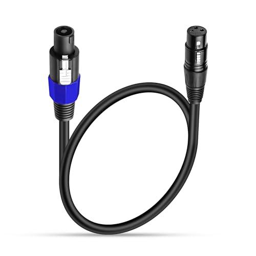 XMSJSIY Speakon zu XLR Kabel 3Pin XLR Buchse zu Speakon Stecker Audio Kabel mit Twist Lock Mikrofon Verlängerungskabel Speakon Lautsprecher Kabel - 0.5m/1.6ft (Speakon Stecker zu XLR Buchse) von XMSJSIY