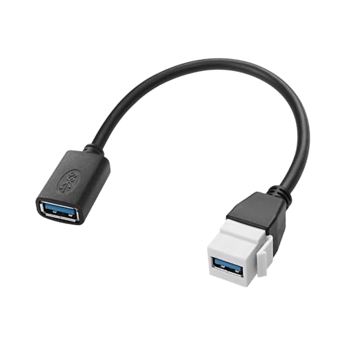 XMSJSIY USB 3.0 Keystone Jack Kabel, USB A Buchse zu USB Keystone Buchse Panel Mount Insert Adapter Konverter Kabel Keystone Verlängerungskabel -20CM/7.8INCH (Buchse auf Keystone Buchse) von XMSJSIY