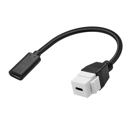 XMSJSIY USB C Keystone Jack Adapter Insert Kabel 10 Gbps Typ-C Buchse zu Typ C Keystone Buchse Insert High Speed Ladekabel für Wandplatte Outlet Panel -20CM/7.8INCH (Buchse zu Keystone Buchse) von XMSJSIY