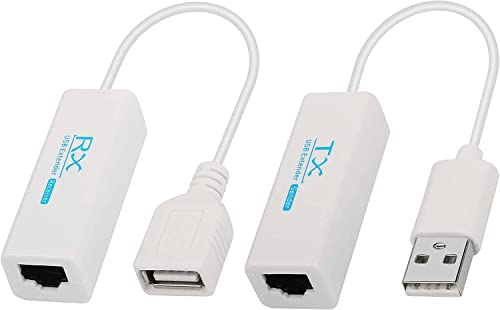 XMSJSIY USB Extender zu RJ45 Stecker, USB 2.0 zu RJ45 Ethernet LAN Extender Verlängerungsadapter über Cat5e/Cat6 Kabel bis zu 200 Meter-1 Paar von XMSJSIY