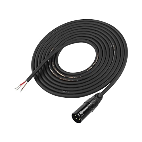 XMSJSIY XLR Mikrofonkabel Pigtail Bare Wire 3Pin XLR Lautsprecher Audio Mic Kabel Open End Stecker Ersatz Verlängerungskabel für DJ/PA Subwoofer Mixer Verstärker - 4m (XLR Stecker) von XMSJSIY