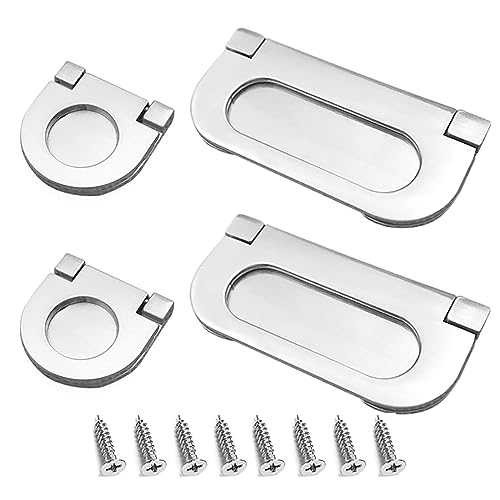 XNJIHWA 4 Stück Unsichtbare Griffe Flache Türgriff Schrank Schublade Türgriffe Pull Flush Schrankgriff für Küche Schrank Schublade Türgriffe Ziehen,Silber(35mm＆75mm) von XNJIHWA