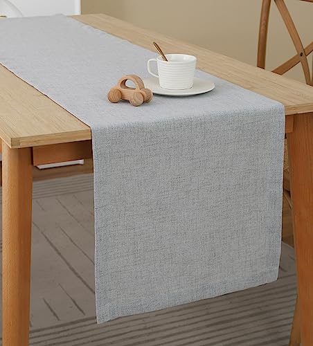 Tischläufer Leinenoptik Tischwäsche, Abwaschbar & Fleckenabweisend Table Runner, Läufer Tisch Deko Tischband Tafeltuch Tischtuch, Tischläufer Für Esszimmer Party Urlaub Dekoration (Grau,40 x 180cm) von XNSHUN