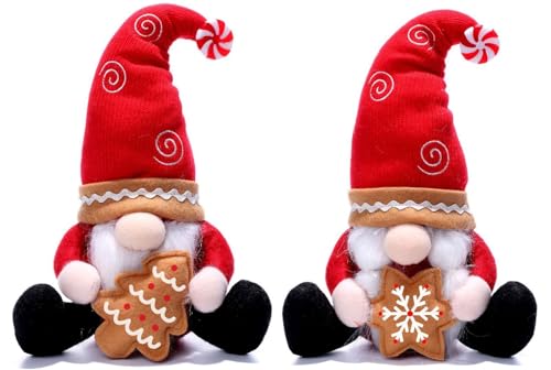 XNSHUN 2er Set Weihnachtsdeko Wichtel Figuren, Handgemachte Weihnachtswichtel, Santa Tomte Gnom Zwerg, Wichtel Dekoration Weihnachtsmann Für Weihnachten Deko (L) von XNSHUN